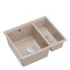Quadron LOGAN 150 GraniteQ zlewozmywak pearl beige 56x46x22 cm 1,5-komorowy b/o wpuszczany + syfon manualny stal szczotkowana save space HCQL5646U2BSI